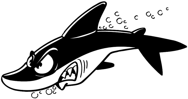 Ferocious shark vinyl sticker. Customize on line.  Animals Insects Fish 004-1145  